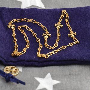 Tory Burch Roxanne Chain Delicate Necklace in Tory Gold (Brand New)